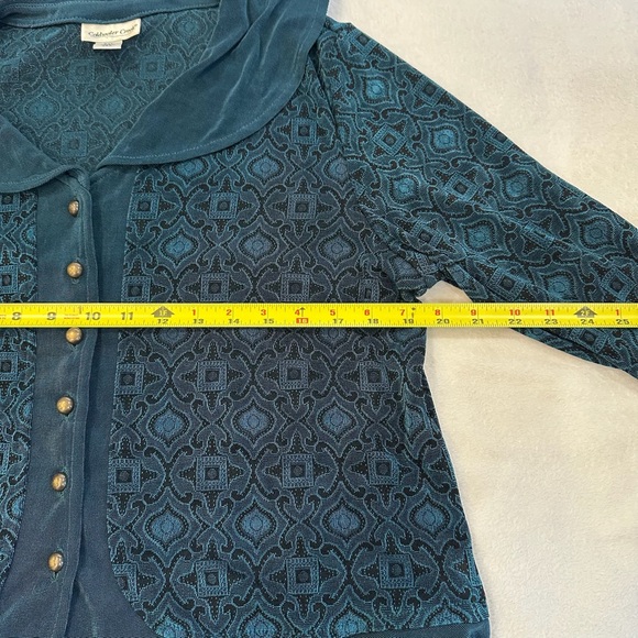 Coldwater Creek Teal Cardigan with Ruffled Collar - Picture 8 of 10